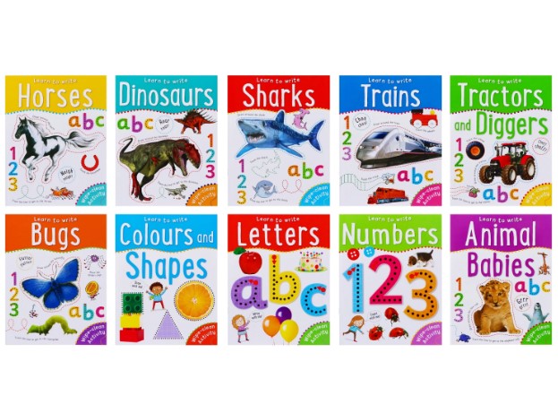 Wipe Clean Learn to Write Activity 10 Book Set Collection Pack (10 Books)