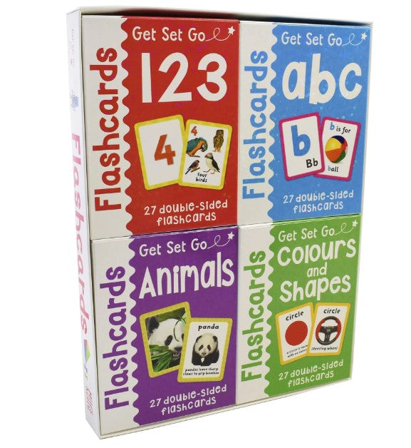 Flashcards pack - abc, 123, Animals, Colour & Shapes: Get Set Go (4 nos.)